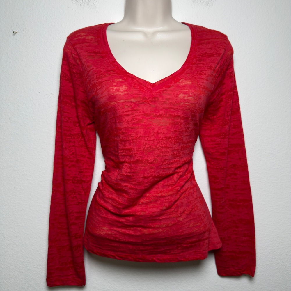 Splash y2k Women‎ Cyber Grunge Sheer Top XL Red Mall Goth V-Neck